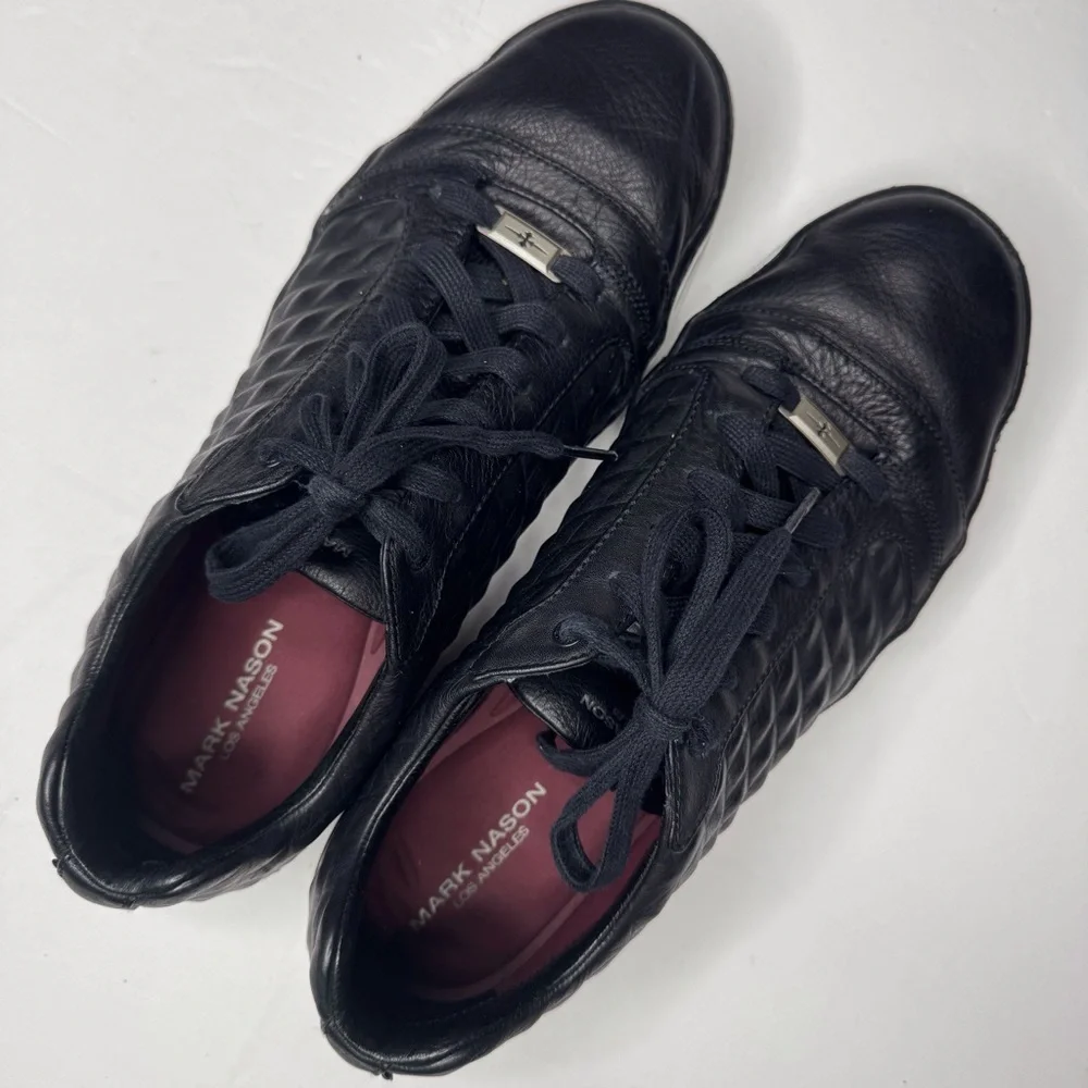 Mark Nason Fashion Sneakers Black Quilted Diamond Textured Leather Men’s US 11.5